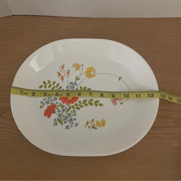 Vtg Corelle Corning Ware Wildflower Spring Bouquet Oval Platter 13 X 10.5 inches - Picture 4 of 5